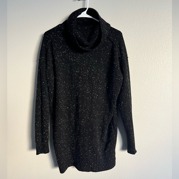 Athleta Black Speckled Wool and Cashmere Blend Turtleneck Tunic S Teacher - Picture 3 of 6
